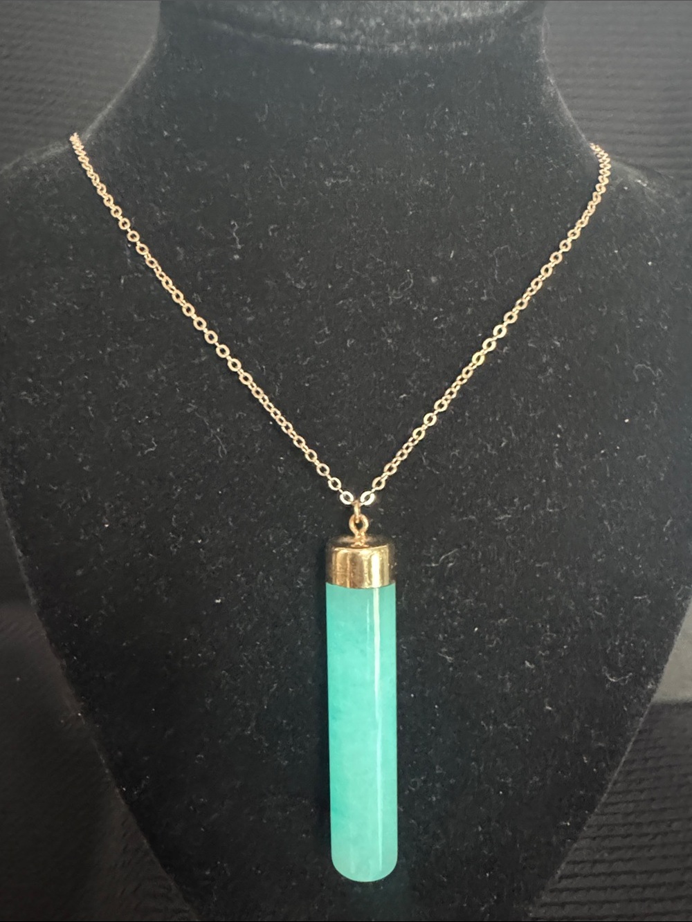 Gold-Tone Aqua Crystal Pendant Necklace-Adjustable 33-36in